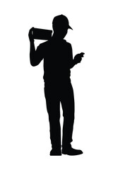 Delivery man silhouette vector