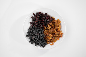 healthy dried fruits on white background