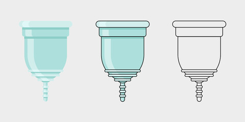 Menstrual cup vector illustration set.