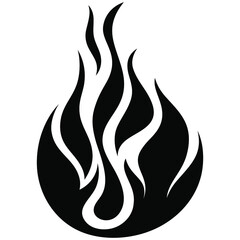 Fire flame icon. Black icon isolated on white background. Fire flame silhouette. Simple icon. 