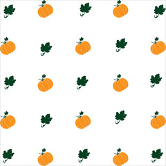 Hand drawn autumn  pattern with pumpkins for Harvest festival, Thanksgiving day, Halloween.  Vector illustration