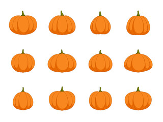 Set of halloween pumpkin on white background, vector illustration