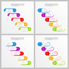 Colorful timeline infographic template with 5 steps on gray background, vector illustration