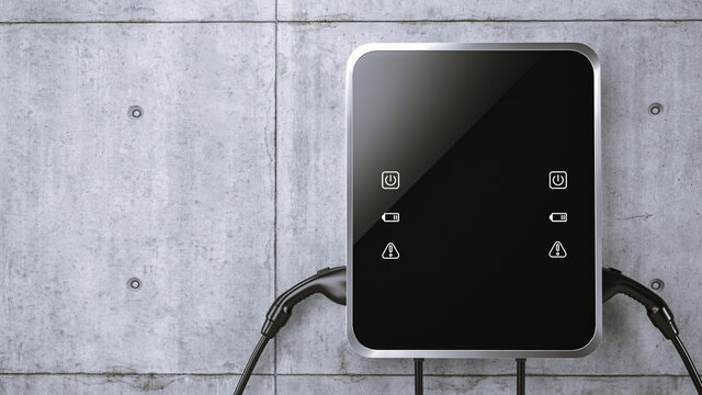 Ladestation f&uuml;r Elektroautos mit Freiraum f&uuml;r eigenen Text, Wallbox