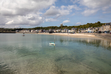  Cancale, fishing port and famous oysters production town located at the western end of the bay of Mont Saint-Michel on the Emerald Coast, Brittany, France