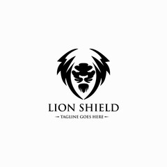 LIon shield logo design template. Vector illustration