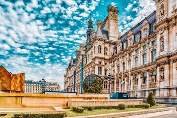 Hotel de Ville in Paris, is the building housing city's local administration,it has been the headquarters of the municipality  since 1357. France.