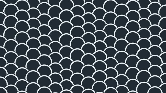 Moving Wiggling Circles Stacked in Parallax Rows Columns Fish Scale Effect