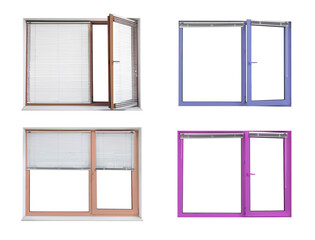 Set of modern windows in different colors on white background