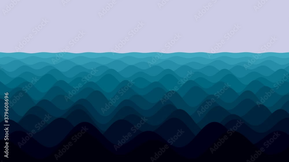 Poster moving waves of parallax ocean surface unnatural