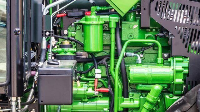 Close up de motor de trator