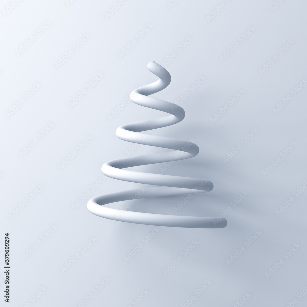Poster abstract white christmas tree isolated on white background with shadow 3d rendering