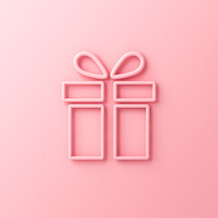 3d sweet gift icon or present box isolated on pink pastel color background with shadow 3D rendering
