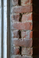 Antique brickwork in the window opening