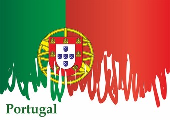 Flag of Portugal, Portuguese Republic. Bright, colorful vector illustration.