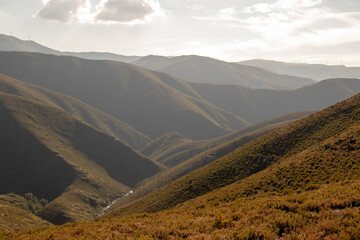 Fantastic mountain landscape where the river passes through the valleys, Serra da Freita, Arouca, Portugal