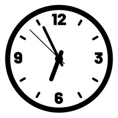Wall or table clock. Vector illustration. Round classic design. Time in hours and minutes.