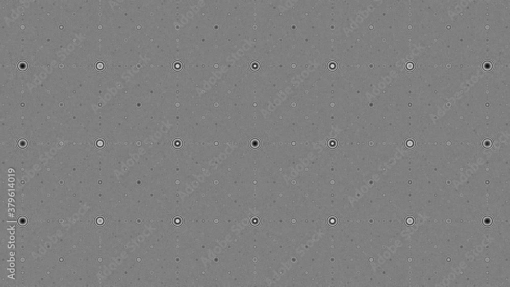 Poster central platform in rings shrinking into distance noise static grid