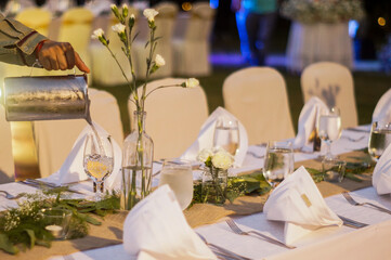 Table setting for an event party or wedding reception