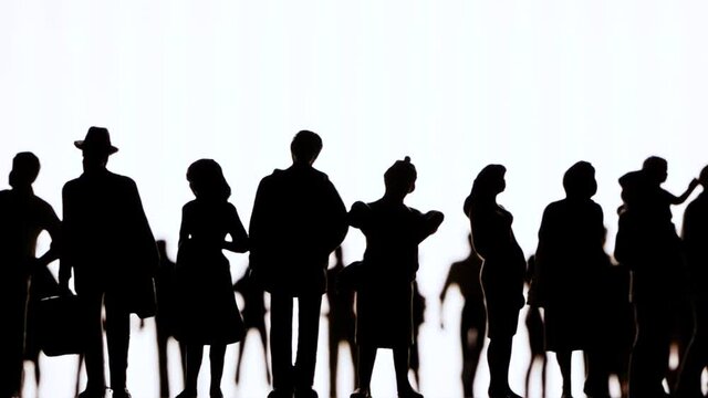 the black outline of various people, young women, young men, the elderly, and children