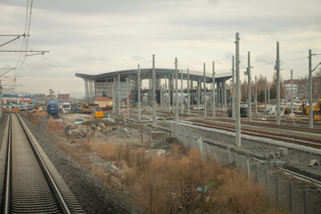 Fototapeta na wymiar New railway station, new railways