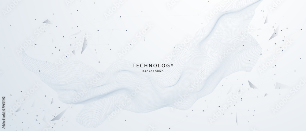 Wall mural technology particle mist network cyber security vector illustration.