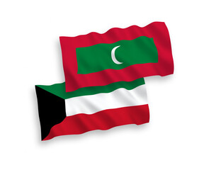 Flags of Maldives and Kuwait on a white background