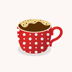 Red cup with coffee. Vector illustration.