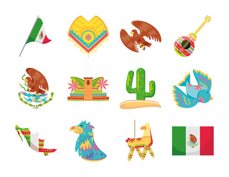 mexican detailed style set icon vector design