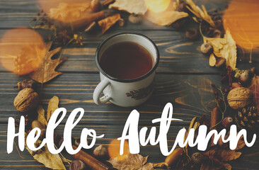 Creative modern autumnal postcard. Welcome Fall