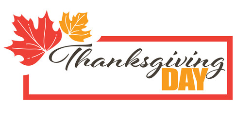 Fototapeta na wymiar Thanksgiving day greeting banner with fry leaves vector