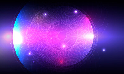 Modern web banner for concept design. Dark abstract futuristic background. Light futuristic wallpaper. Blue sky