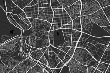 Urban city map of Madrid. Vector poster. Grayscale street map.