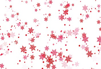 Fototapeta premium Light Pink, Red vector layout with bright snowflakes.