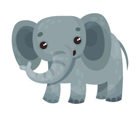 Elephant with Long Trunk as African Animal Vector Illustration