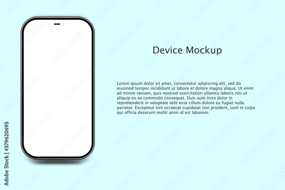 Poster mock-up smart phone empty screen front view on the blue background