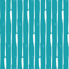 Vertical broken up painterly lines seamless vector pattern background. Parallel striped geometric tribal design on aqua blue backdrop. Hand drawn simple all over print for summer vacation concept
