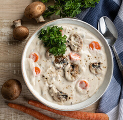 Bowl of cream of mushroom soup