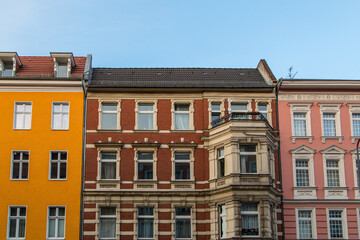 Fototapeta na wymiar Face of old colorful houses in Berlin