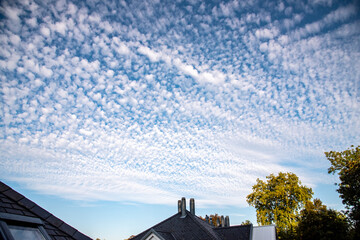 typical cirrocumulus clouds over Switzerland - obrazy, fototapety, plakaty
