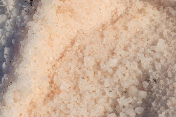 Close up of raw salt.Background of salt.