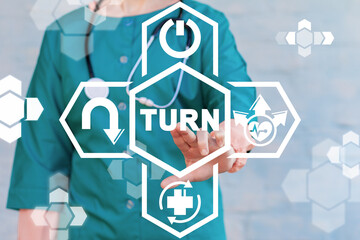 Turn Medical Direction Concept. Doctor Methodology Work. Healthcare way choice.