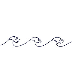 Waves doodle icon logo water drops sea ocean sign Hand drawn wave Modern abstract cartoon children's design style Fashion print clothes apparel greeting invitation card picture banner poster flyer