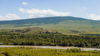 mountain landscape, visible from the ancient Cave town,   Uplitsikhe, Georgia