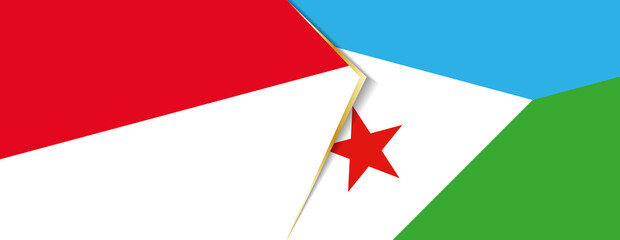 Monaco and Djibouti flags, two vector flags.