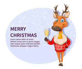 Merry Christmas and Happy New Year. Cute deer