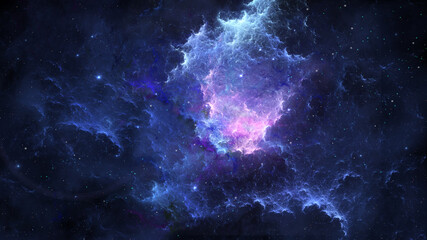 Space background. Colorful fractal nebula with stars. Elements furnished by NASA. 3D rendering
