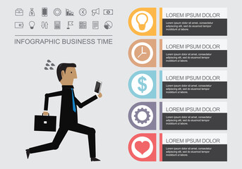 Businessman and business timeline management infographic