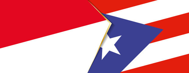 Fototapeta na wymiar Monaco and Puerto Rico flags, two vector flags.