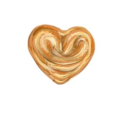 drawing of delicious fresh buttery wholesome baking heart shaped bun illustration 